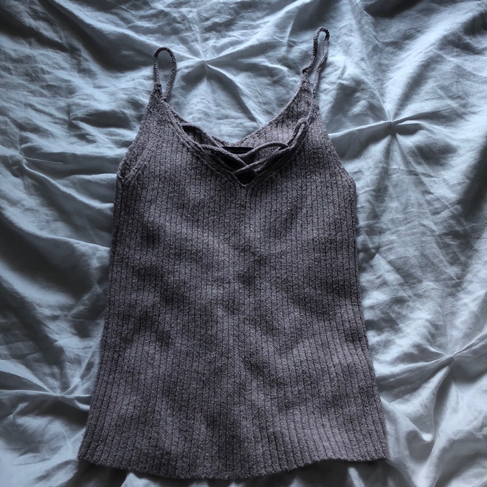 Front cross cute lavender tank top